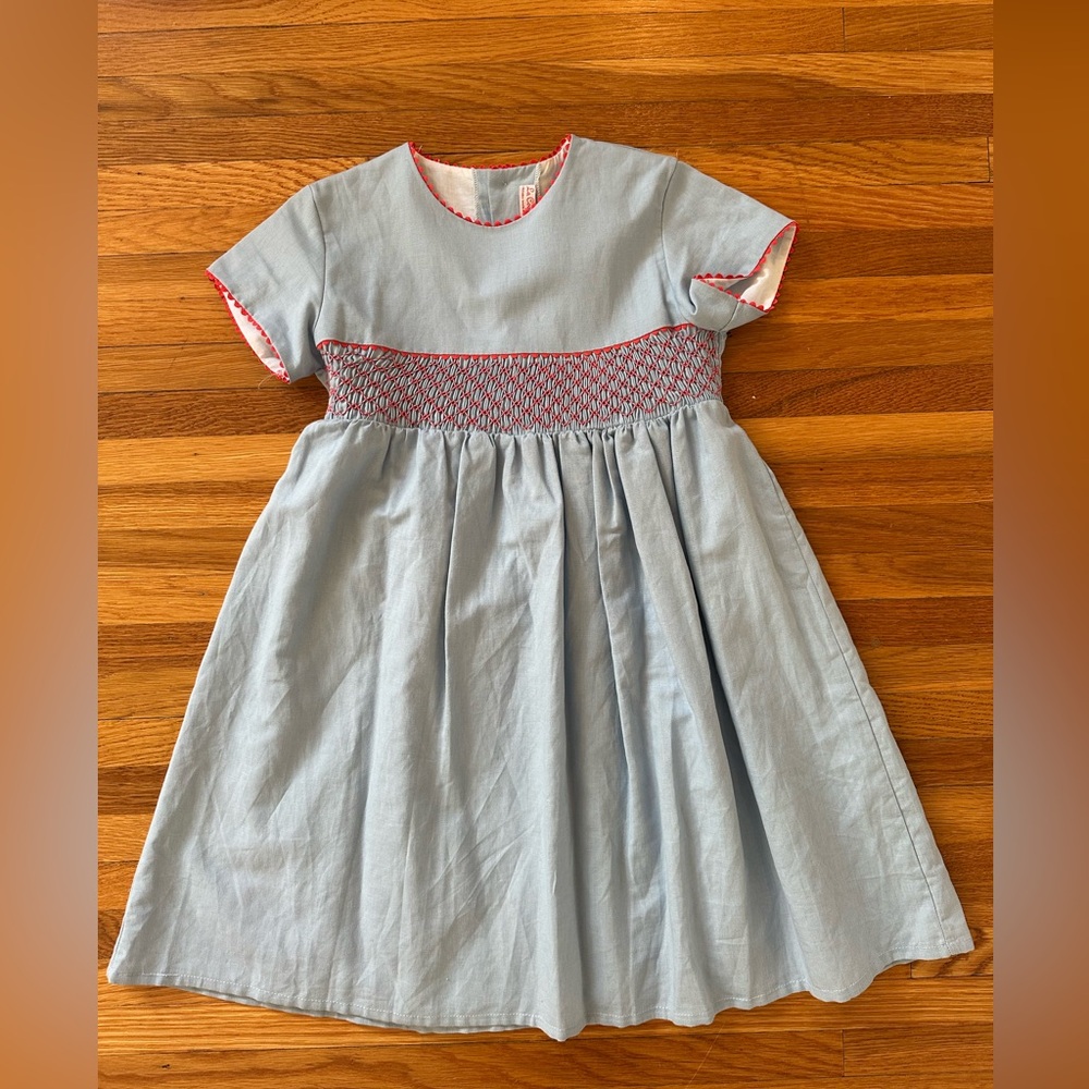 La Coqueta Blue linen smocked Dress